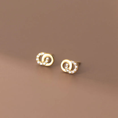 Krenaeminimalist Crystal Interlock Knot Studs – S925 Sterling Silver (Gold / Silver Plating)