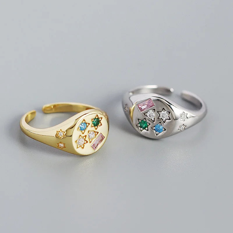 Celestial Gem Star Ring – S925 Sterling Silver (Gold / Silver Plating)