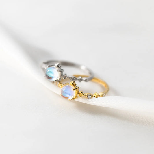 Moonstone Glow Ring – S925 Sterling Silver (Gold / Silver)