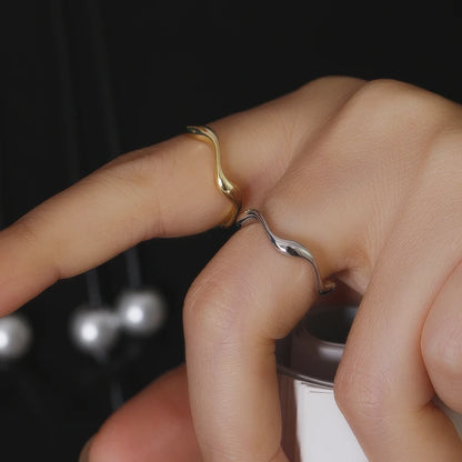 Wave Open Adjustable Ring – S925 Sterling Silver (Gold / Silver Plating)