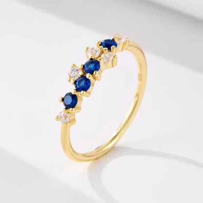 Multi-Gemstone Cluster Ring – S925 Sterling Silver (Gold / Silver)