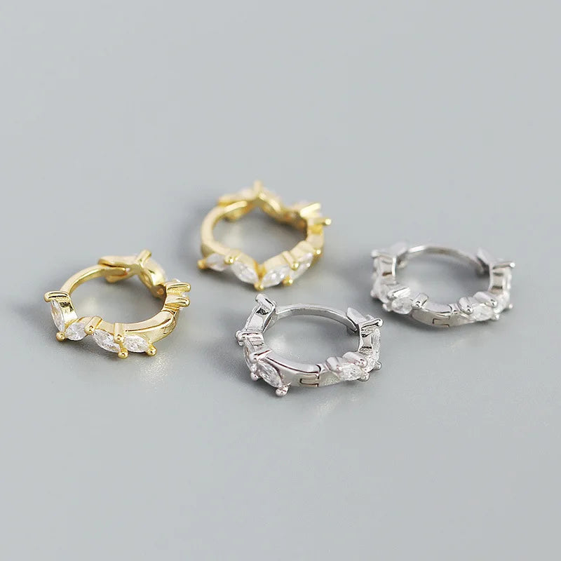 Krenaeminimalist Elara Marquise Huggie Hoops – S925 Sterling Silver (Gold / Silver Plating)