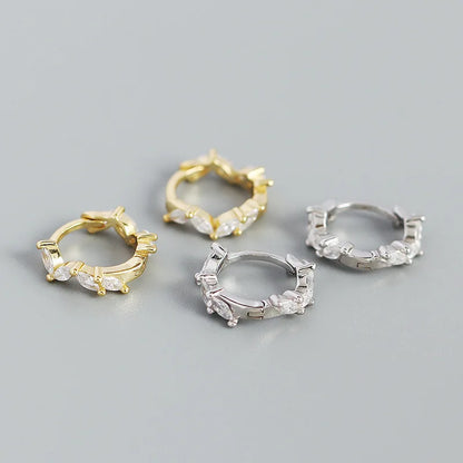 Krenaeminimalist Elara Marquise Huggie Hoops – S925 Sterling Silver (Gold / Silver Plating)