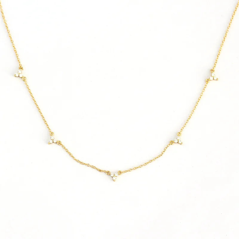 Celeste Cluster Dainty Necklace – S925 Sterling Silver (Gold / Silver)