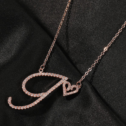 Sparkling Initial Necklace with Heart