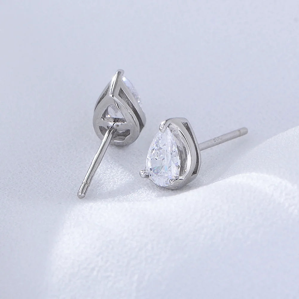 Pear-Cut Minimalist Stud Earrings — (Gold / Silver)
