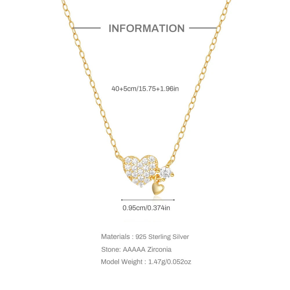 Triple Heart Sparkle Necklace – S925 Sterling Silver (Gold / Silver)