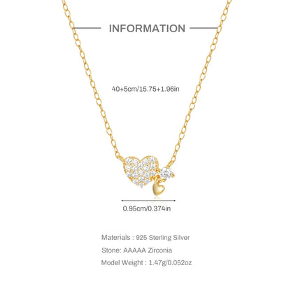 Triple Heart Sparkle Necklace – S925 Sterling Silver (Gold / Silver)