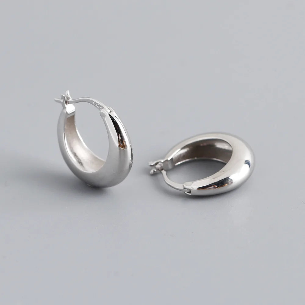 Krenaeminimalist Rounded Chunky Hoops – S925 Sterling Silver (Gold / Silver Plating)