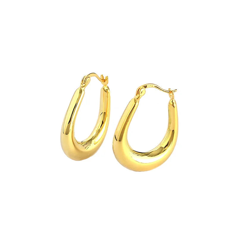 Krenaeminimalist Sahana Sculpted Drop Hoops – S925 Sterling Silver (Gold / Silver Plating)
