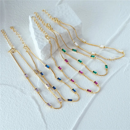 Aria Baguette Gemstone Bracelet – 18K Gold Plated S925 Sterling Silver