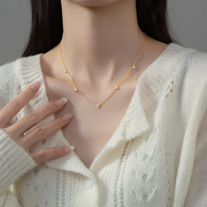 Celeste Cluster Dainty Necklace – S925 Sterling Silver (Gold / Silver)