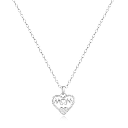 Mom Heart Pendant Necklace – S925 Sterling Silver (Gold / Silver)