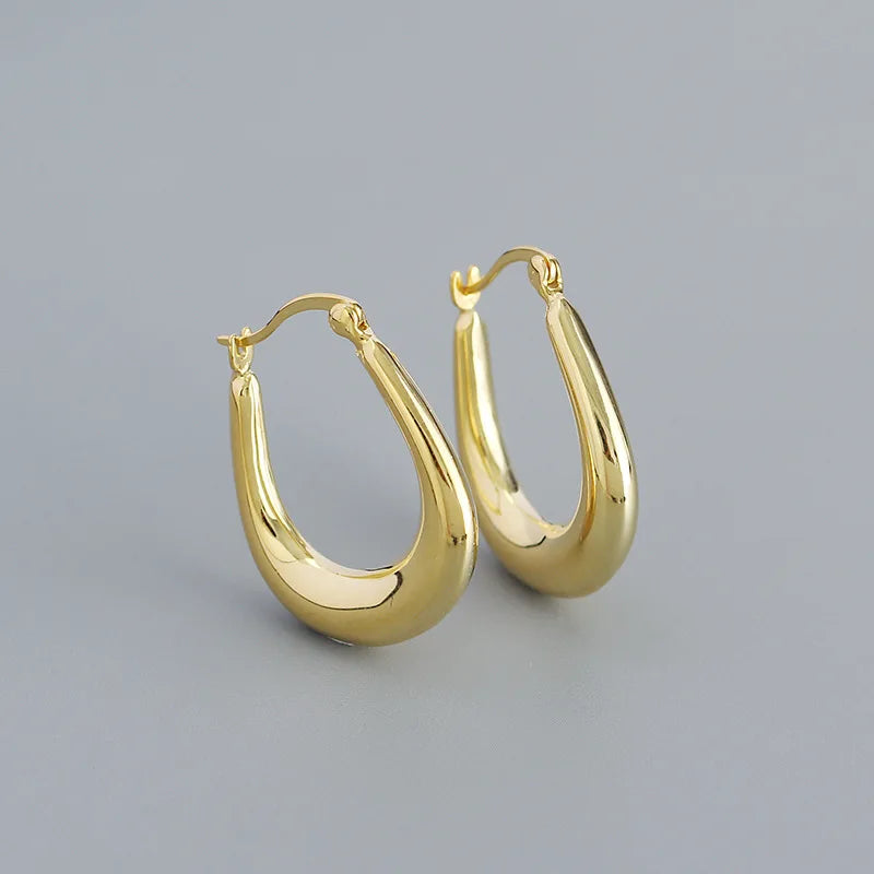Krenaeminimalist Sahana Sculpted Drop Hoops – S925 Sterling Silver (Gold / Silver Plating)