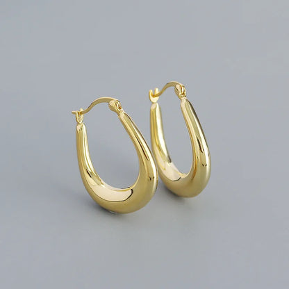 Krenaeminimalist Sahana Sculpted Drop Hoops – S925 Sterling Silver (Gold / Silver Plating)