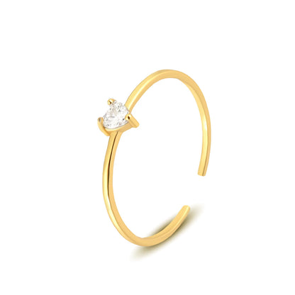 Heartstone Adjustable Ring – S925 Sterling Silver (Gold / Silver Plating, Multi-Color Stones)