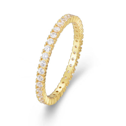 Classic Eternity Band – S925 Sterling Silver (Gold / Silver) – Sizes 5–8