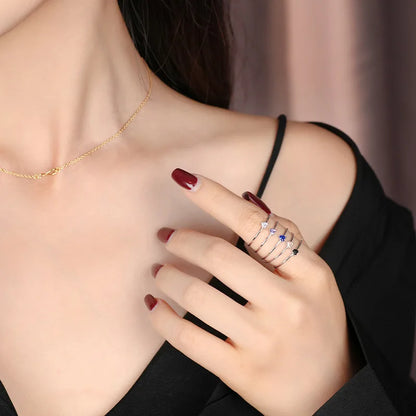 Heartstone Adjustable Ring – S925 Sterling Silver (Gold / Silver Plating, Multi-Color Stones)