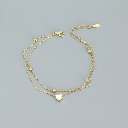 Liora Double Heart Chain Bracelet – 18K Gold Plated & S925 Sterling Silver