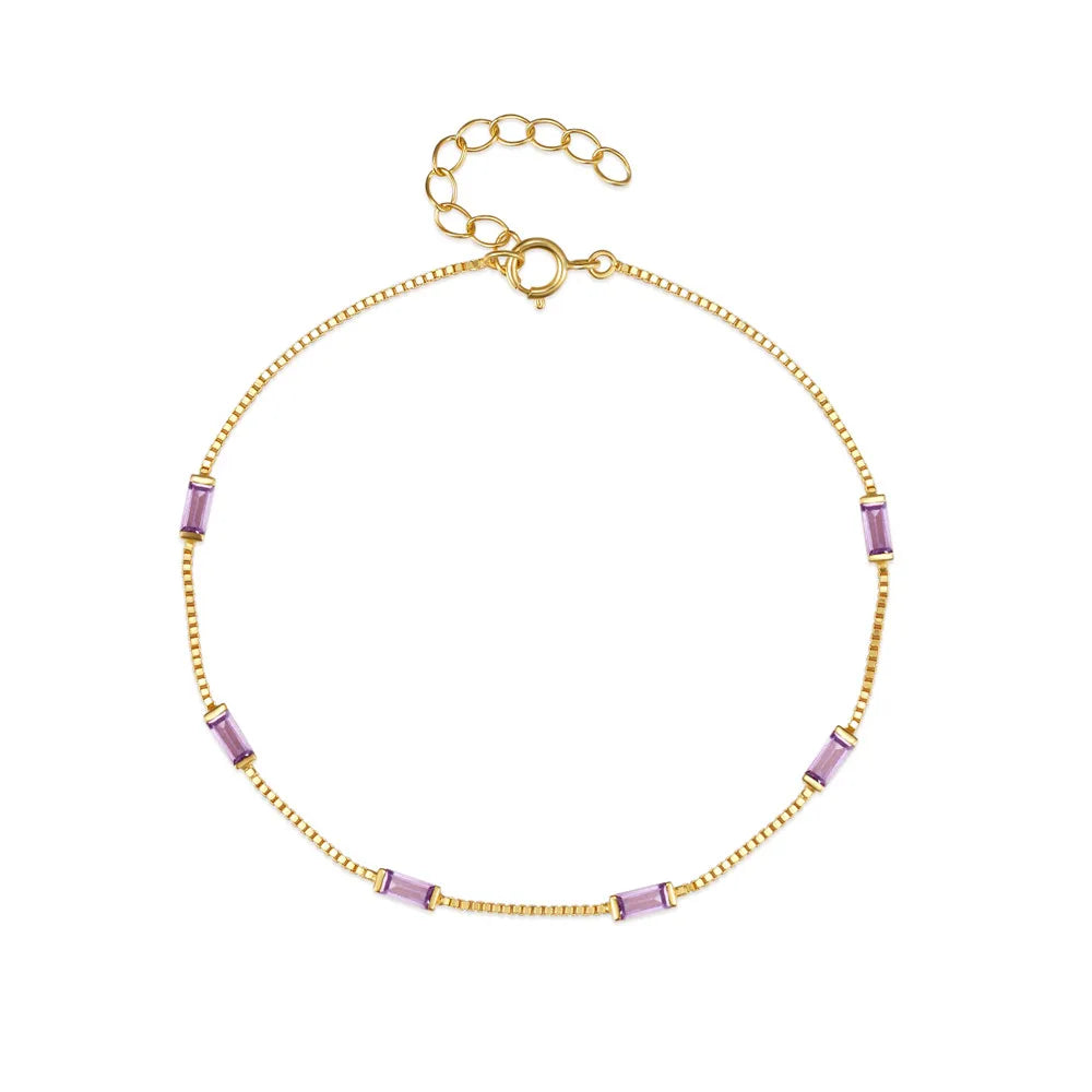 Aria Baguette Gemstone Bracelet – 18K Gold Plated S925 Sterling Silver