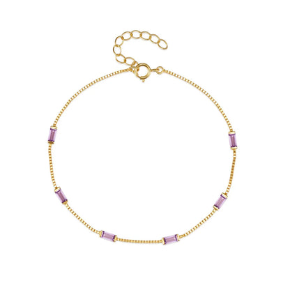 Aria Baguette Gemstone Bracelet – 18K Gold Plated S925 Sterling Silver