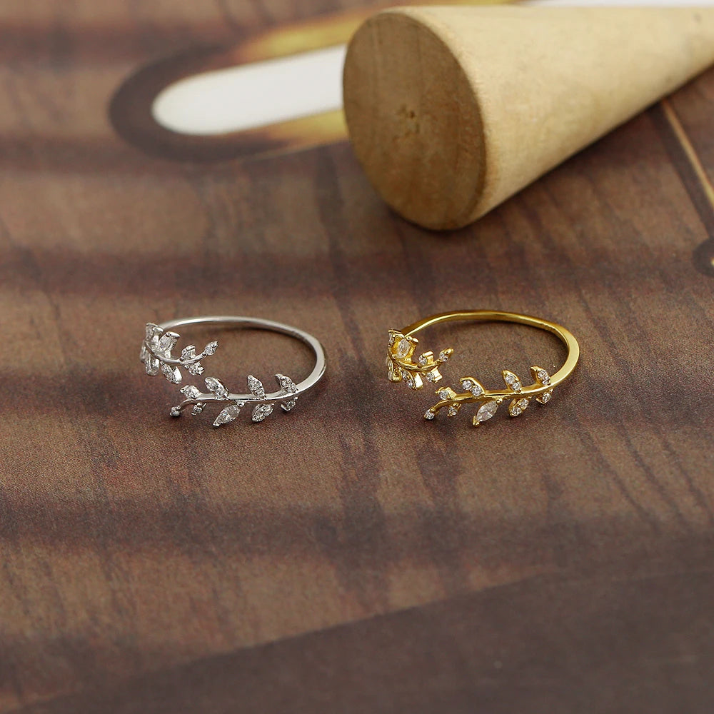Leaf Vine Adjustable Ring – S925 Sterling Silver (Gold / Silver)