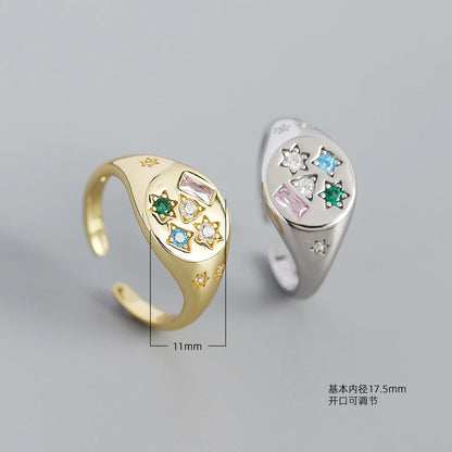 Celestial Gem Star Ring – S925 Sterling Silver (Gold / Silver Plating)