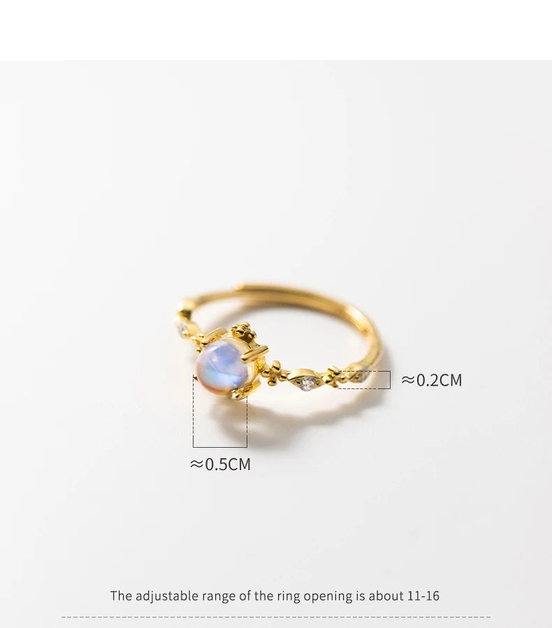 Moonstone Glow Ring – S925 Sterling Silver (Gold / Silver)