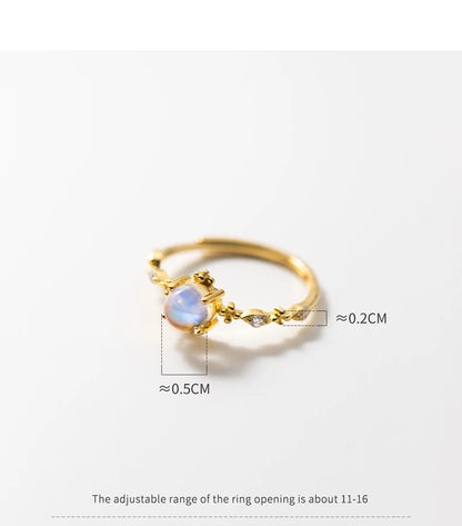 Moonstone Glow Ring – S925 Sterling Silver (Gold / Silver)