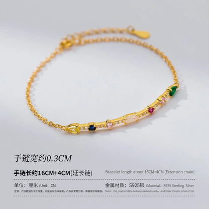 Seraphina Gemstone Link Bracelet – 18K Gold, Rose Gold & S925 Sterling Silver