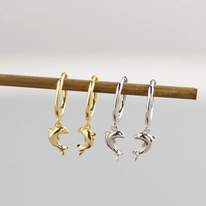 Krenaeminimalist Nauti Tide Dolphin Huggie Hoops – S925 Sterling Silver (Gold / Silver Plating)