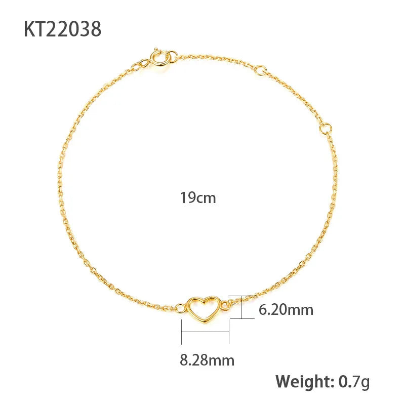 Everly Open Heart Bracelet – 18K Gold Plated & S925 Sterling Silver