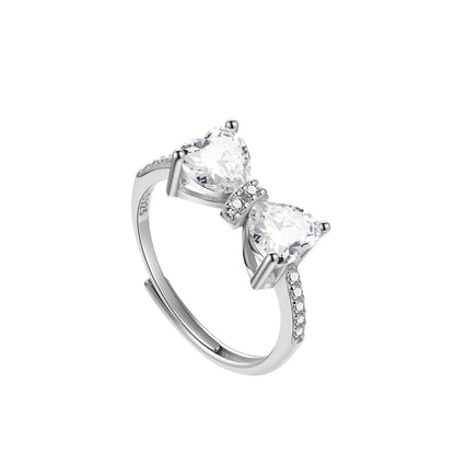 Gemstone Bow Ring Collection – S925 Sterling Silver (Multiple Colors)