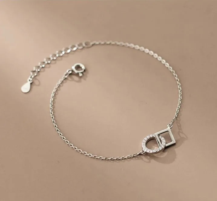 Aria Geometric Link Bracelet – 18K Gold Plated & S925 Sterling Silver