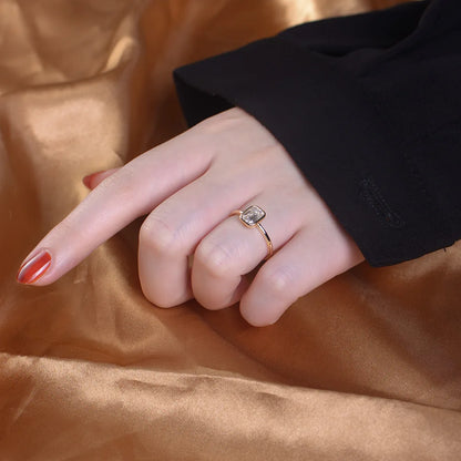 Clara Emerald-Cut Solitaire Ring – S925 Sterling Silver (Gold / Silver Plating)