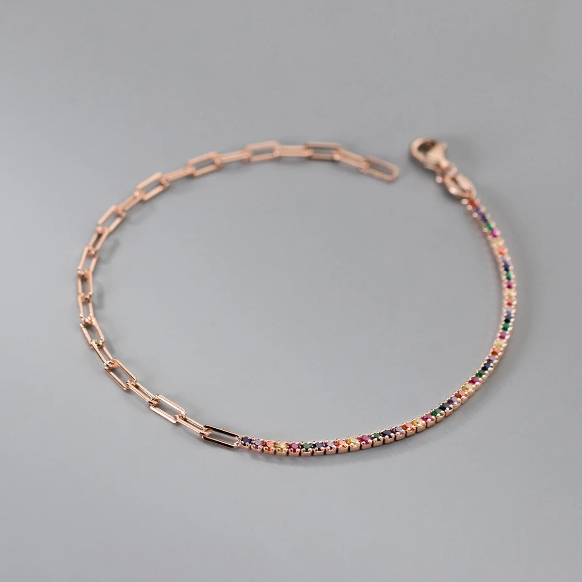 Nova Rainbow Tennis Bracelet – 18K Gold, Rose Gold & S925 Sterling Silver