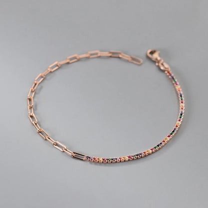 Nova Rainbow Tennis Bracelet – 18K Gold, Rose Gold & S925 Sterling Silver