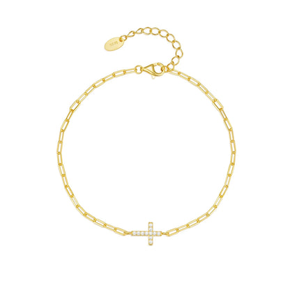 Celeste Cross Link Bracelet – 18K Gold Plated & S925 Sterling Silver