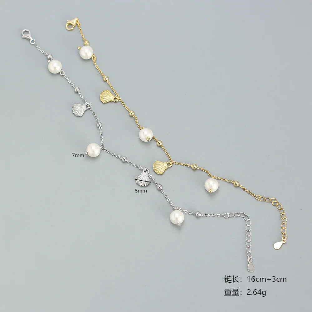 Marina Shell & Pearl Charm Bracelet – 18K Gold Plated & S925 Sterling Silver