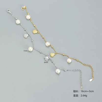 Marina Shell & Pearl Charm Bracelet – 18K Gold Plated & S925 Sterling Silver