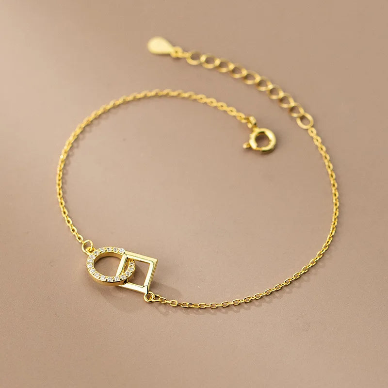 Aria Geometric Link Bracelet – 18K Gold Plated & S925 Sterling Silver