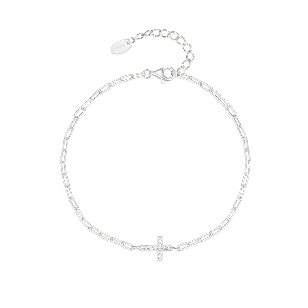 Celeste Cross Link Bracelet – 18K Gold Plated & S925 Sterling Silver