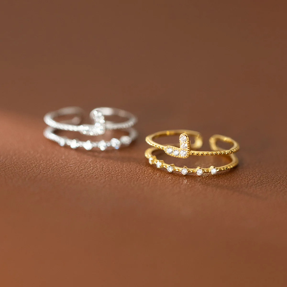 Vera Dual Band Heart Ring – S925 Sterling Silver (Gold / Silver Plating)