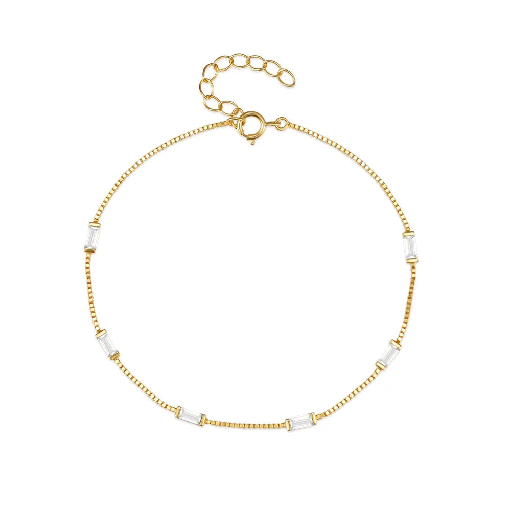 Aria Baguette Gemstone Bracelet – 18K Gold Plated S925 Sterling Silver