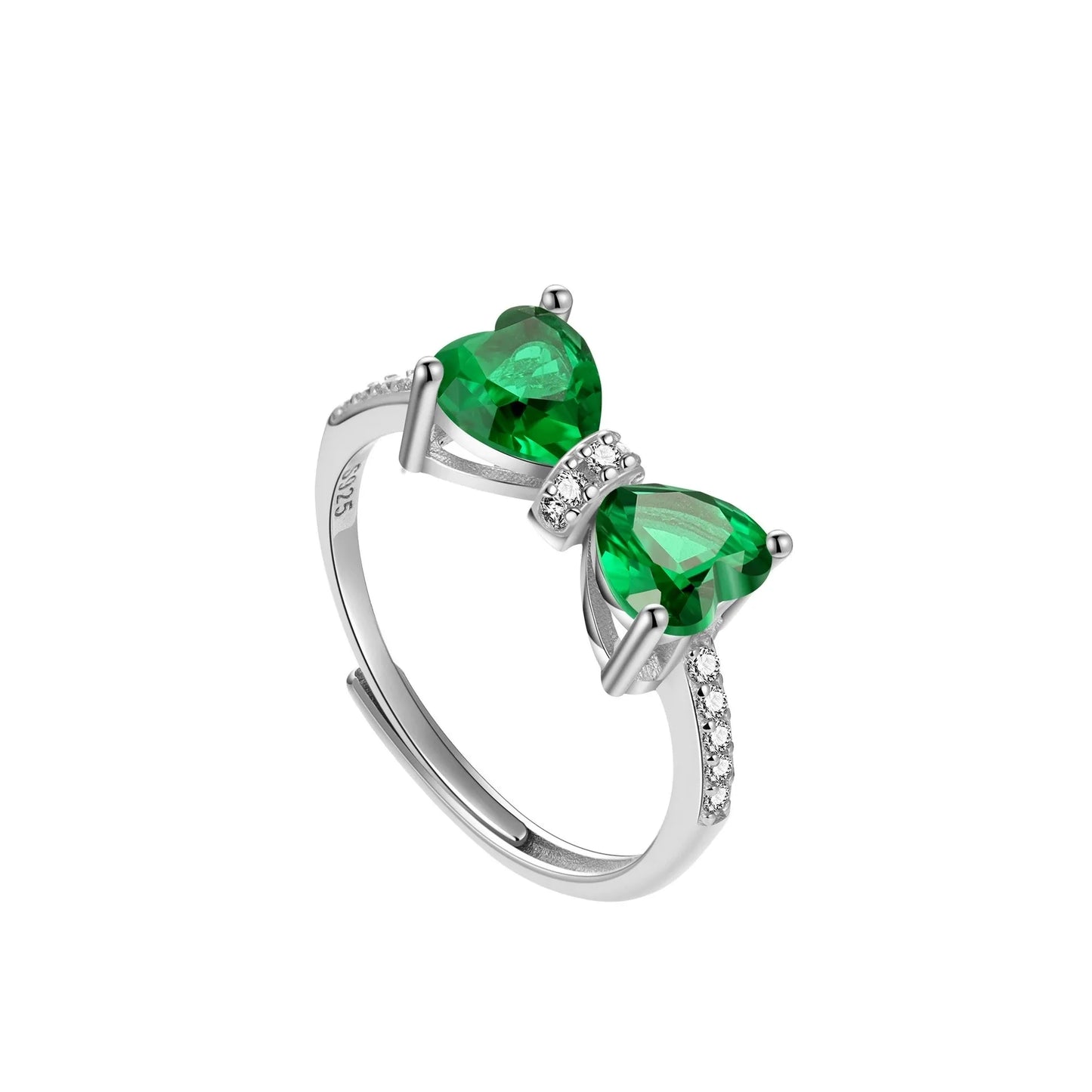 Gemstone Bow Ring Collection – S925 Sterling Silver (Multiple Colors)