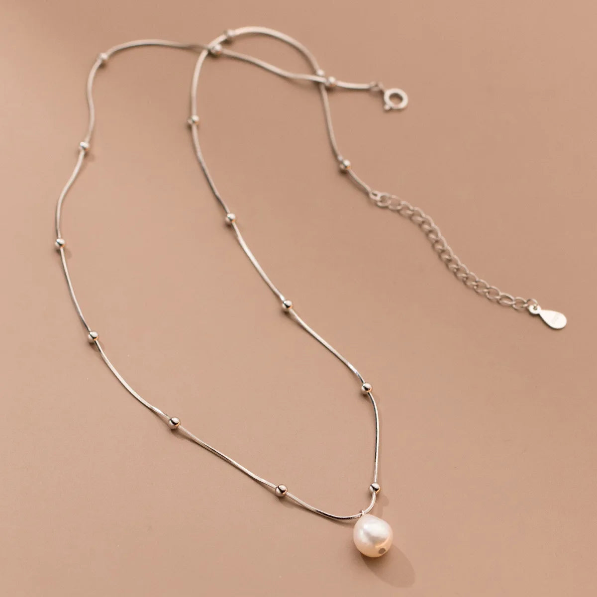 Lustrous Pearl Drop Necklace – S925 Sterling Silver (Gold / Silver)