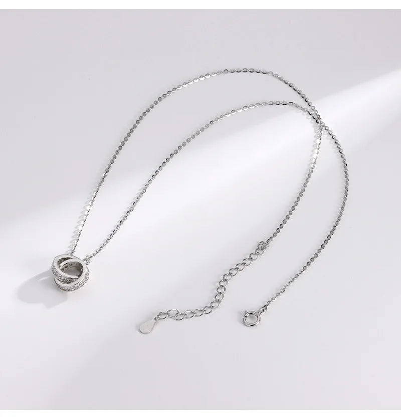 Eternal Harmony Double Ring Necklace – S925 Sterling Silver Pendant (Gold / Silver)