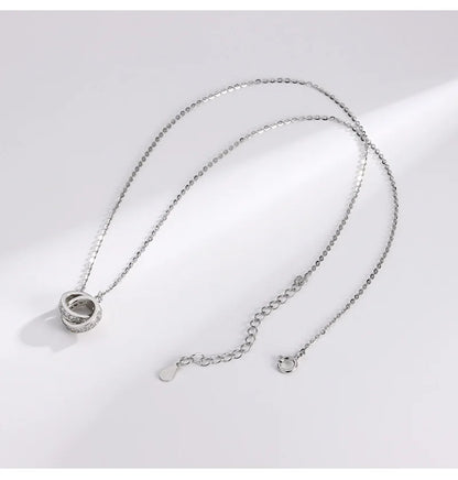 Eternal Harmony Double Ring Necklace – S925 Sterling Silver Pendant (Gold / Silver)