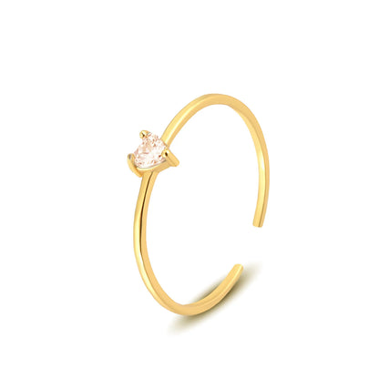 Heartstone Adjustable Ring – S925 Sterling Silver (Gold / Silver Plating, Multi-Color Stones)