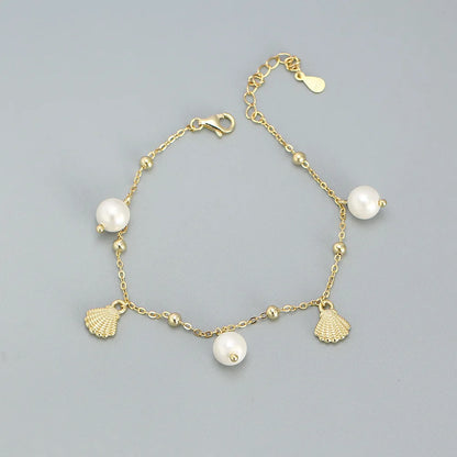 Marina Shell & Pearl Charm Bracelet – 18K Gold Plated & S925 Sterling Silver